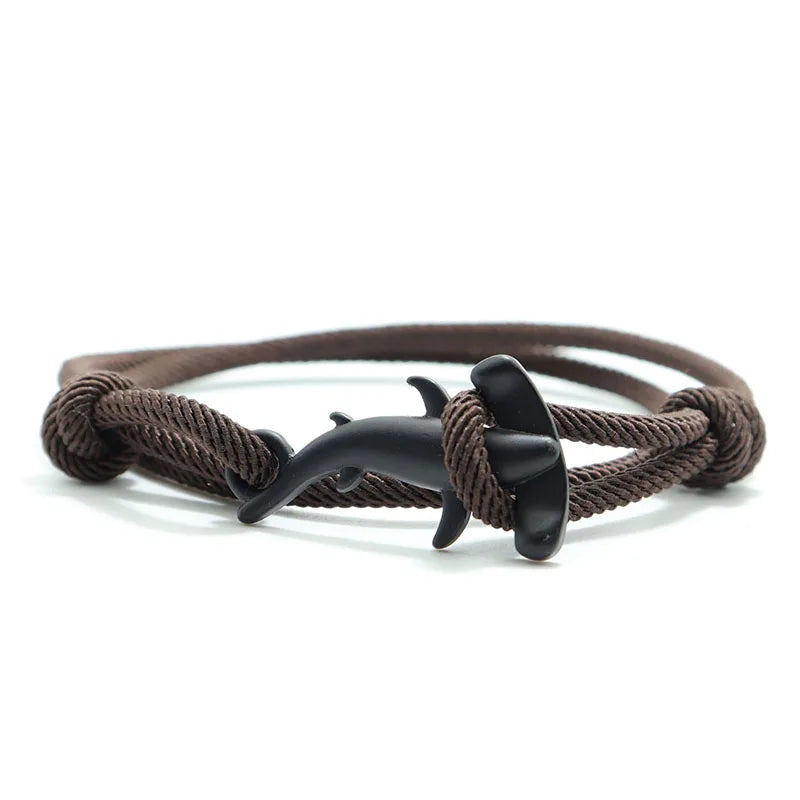 Charm Bracelet Men Women Double Layer Adjustable Ocean Shark Braslet Camping Jewelry Male Beach Accessories Gift For Him Pulsera