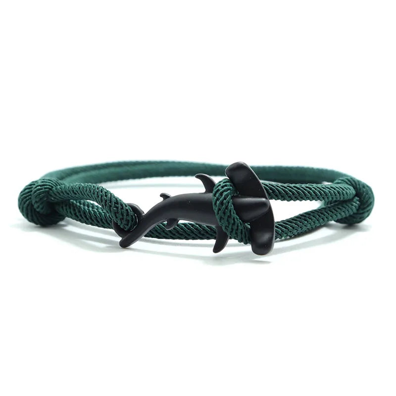 Charm Bracelet Men Women Double Layer Adjustable Ocean Shark Braslet Camping Jewelry Male Beach Accessories Gift For Him Pulsera