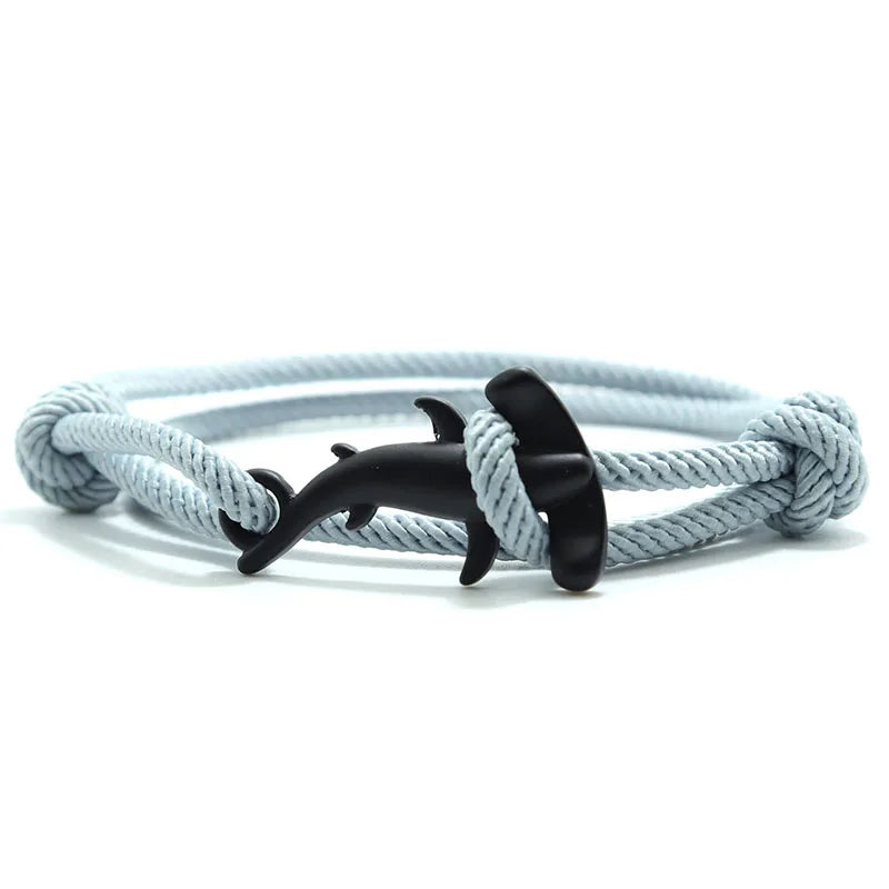 Charm Bracelet Men Women Double Layer Adjustable Ocean Shark Braslet Camping Jewelry Male Beach Accessories Gift For Him Pulsera