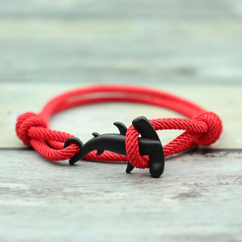 Charm Bracelet Men Women Double Layer Adjustable Ocean Shark Braslet Camping Jewelry Male Beach Accessories Gift For Him Pulsera