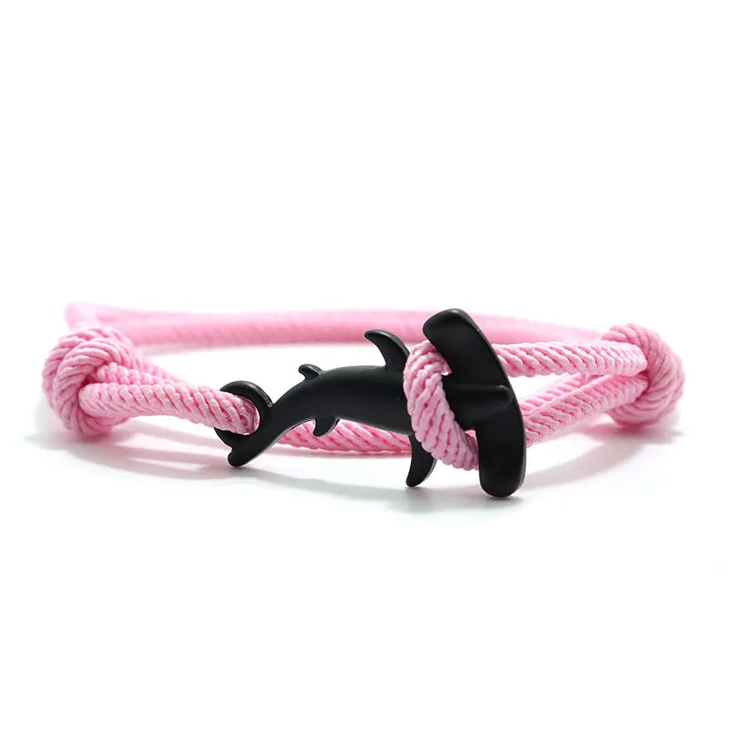 Charm Bracelet Men Women Double Layer Adjustable Ocean Shark Braslet Camping Jewelry Male Beach Accessories Gift For Him Pulsera