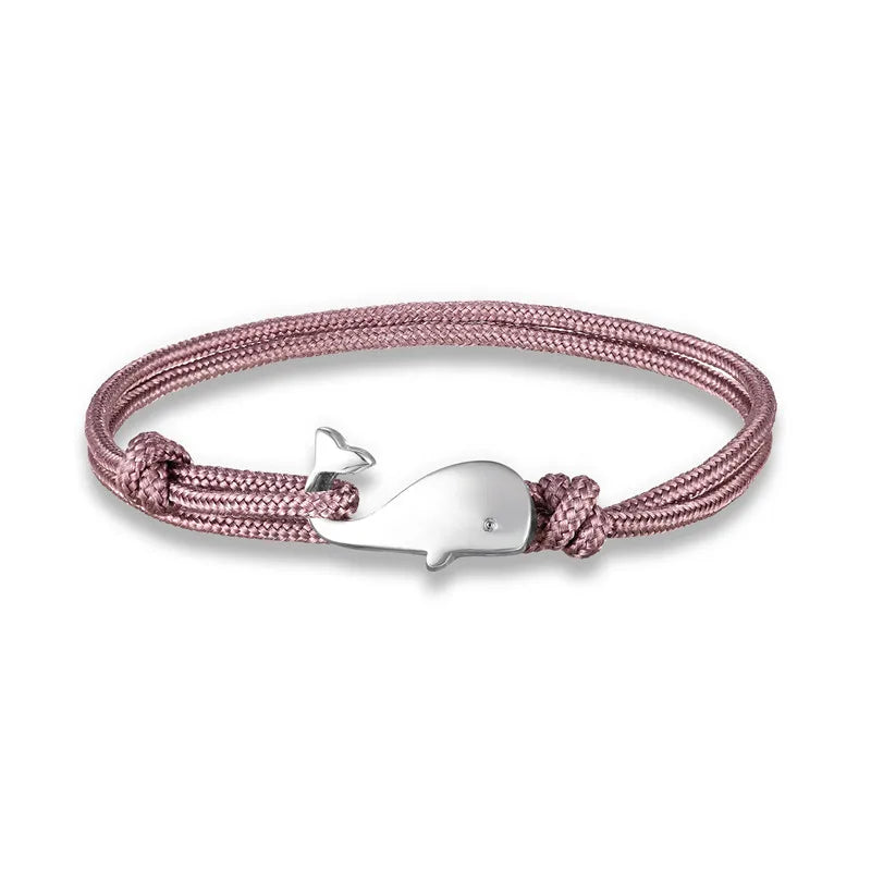MKENDN Navy style Camping Parachute cord Whale Tail Anchor Bracelet Men Women 550 Paracord Jewelry Wrap Metal Hooks