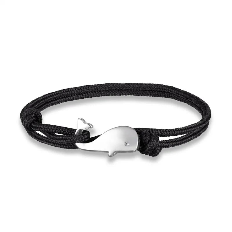 MKENDN Navy style Camping Parachute cord Whale Tail Anchor Bracelet Men Women 550 Paracord Jewelry Wrap Metal Hooks