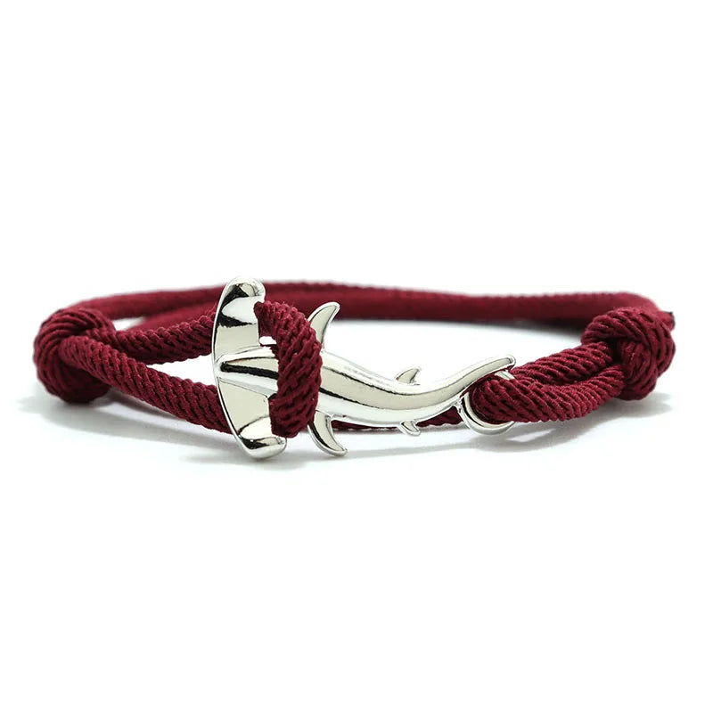 Charm Bracelet Men Women Double Layer Adjustable Ocean Shark Braslet Camping Jewelry Male Beach Accessories Gift For Him Pulsera
