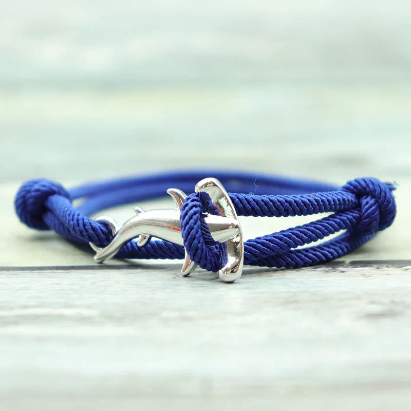 Charm Bracelet Men Women Double Layer Adjustable Ocean Shark Braslet Camping Jewelry Male Beach Accessories Gift For Him Pulsera