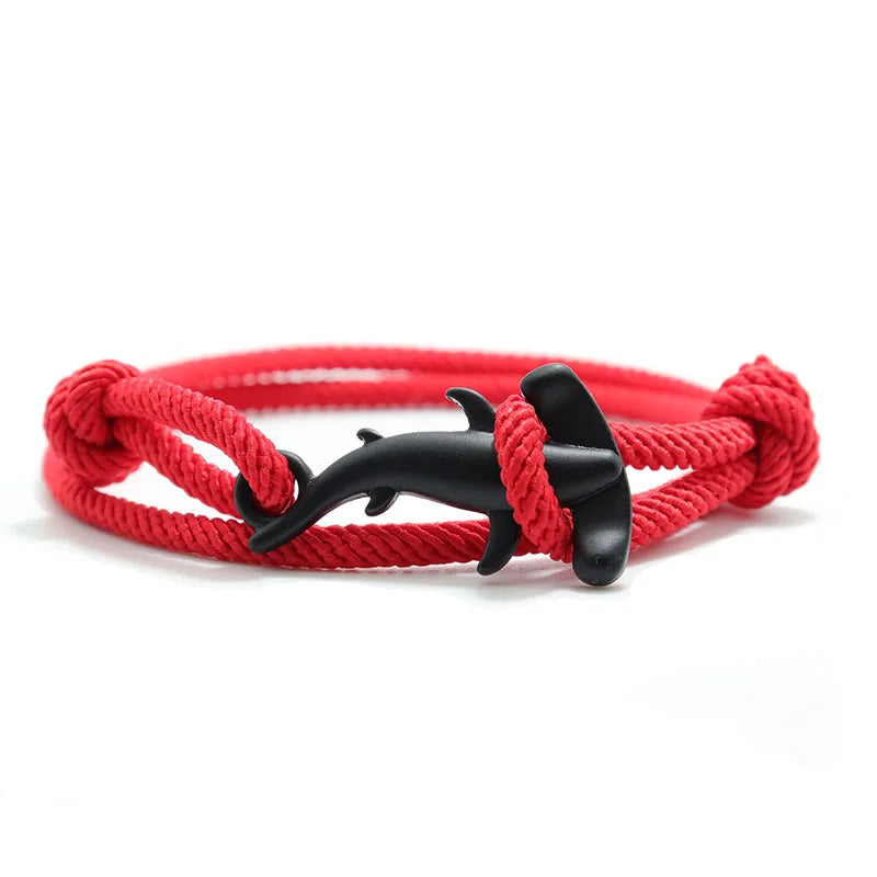 Charm Bracelet Men Women Double Layer Adjustable Ocean Shark Braslet Camping Jewelry Male Beach Accessories Gift For Him Pulsera