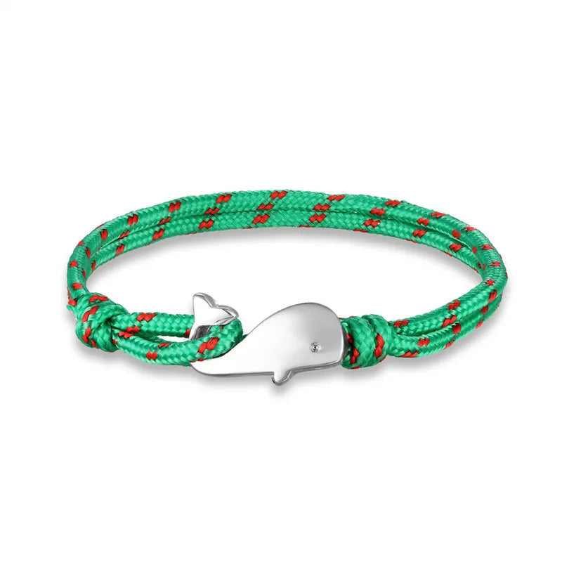 MKENDN Navy style Camping Parachute cord Whale Tail Anchor Bracelet Men Women 550 Paracord Jewelry Wrap Metal Hooks