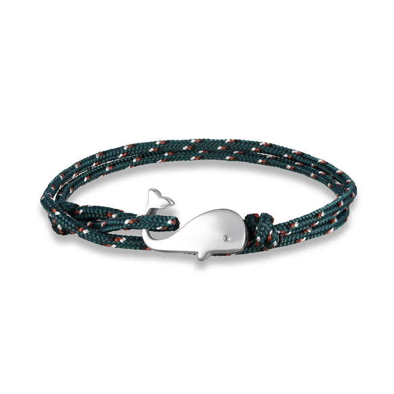 MKENDN Navy style Camping Parachute cord Whale Tail Anchor Bracelet Men Women 550 Paracord Jewelry Wrap Metal Hooks