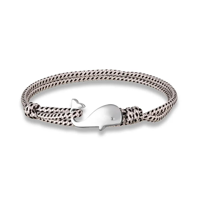 MKENDN Navy style Camping Parachute cord Whale Tail Anchor Bracelet Men Women 550 Paracord Jewelry Wrap Metal Hooks