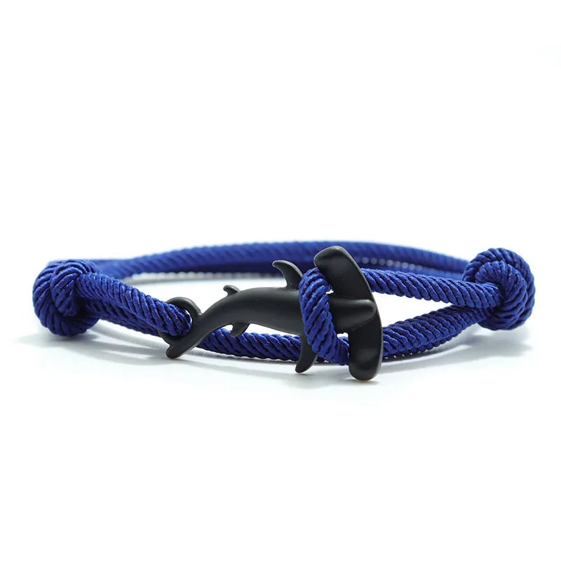 Charm Bracelet Men Women Double Layer Adjustable Ocean Shark Braslet Camping Jewelry Male Beach Accessories Gift For Him Pulsera
