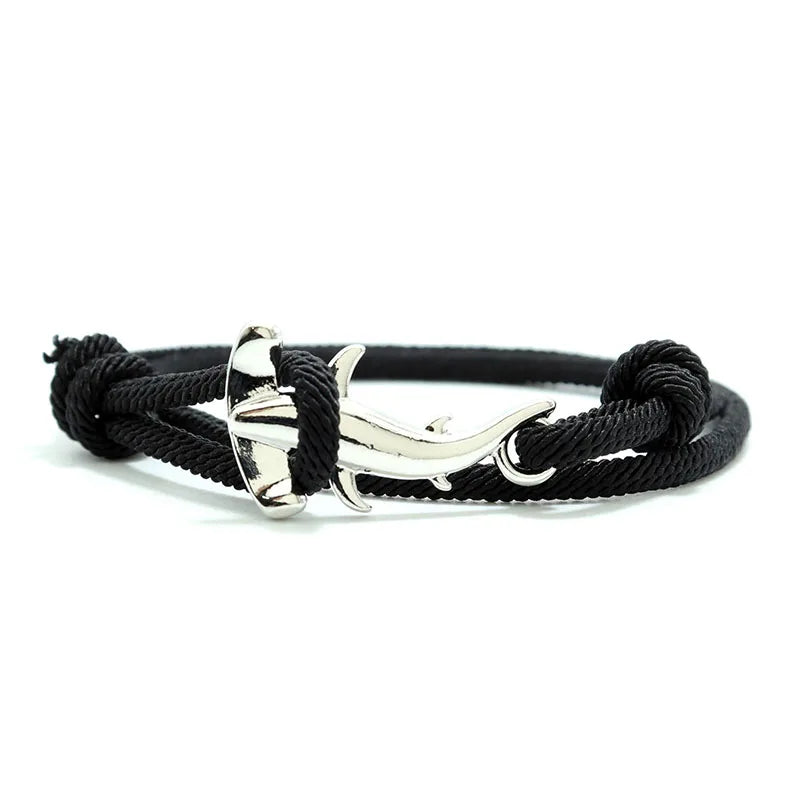 Charm Bracelet Men Women Double Layer Adjustable Ocean Shark Braslet Camping Jewelry Male Beach Accessories Gift For Him Pulsera