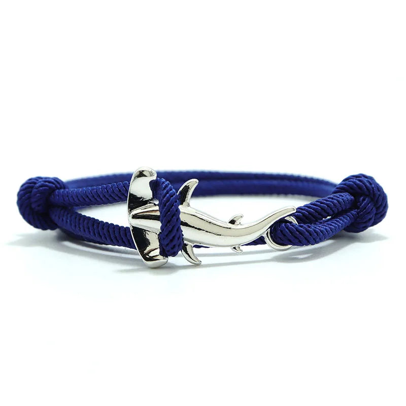 Charm Bracelet Men Women Double Layer Adjustable Ocean Shark Braslet Camping Jewelry Male Beach Accessories Gift For Him Pulsera