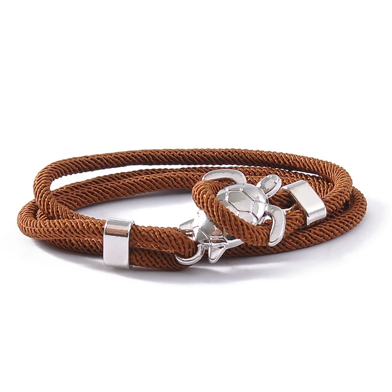 Cute Silver Color Sea Turtle Rope Bracelets For Women Men Wristband Jewelry High Quality Milan Line Pure Hand Knitting Bracelet