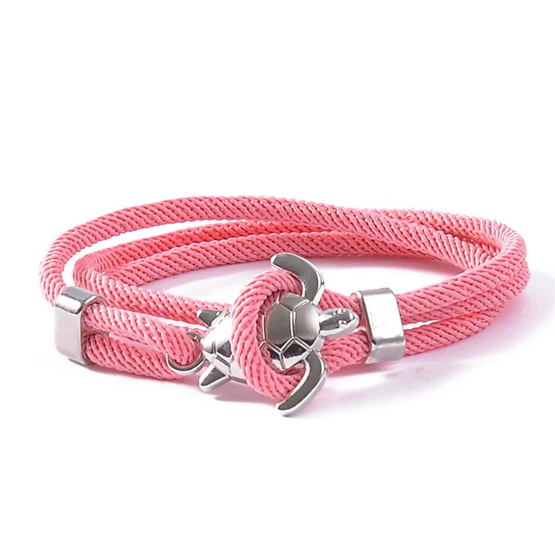 Cute Silver Color Sea Turtle Rope Bracelets For Women Men Wristband Jewelry High Quality Milan Line Pure Hand Knitting Bracelet