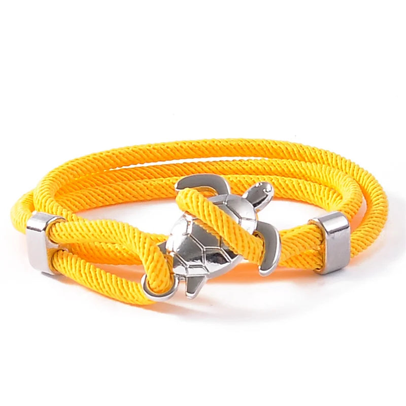 Cute Silver Color Sea Turtle Rope Bracelets For Women Men Wristband Jewelry High Quality Milan Line Pure Hand Knitting Bracelet