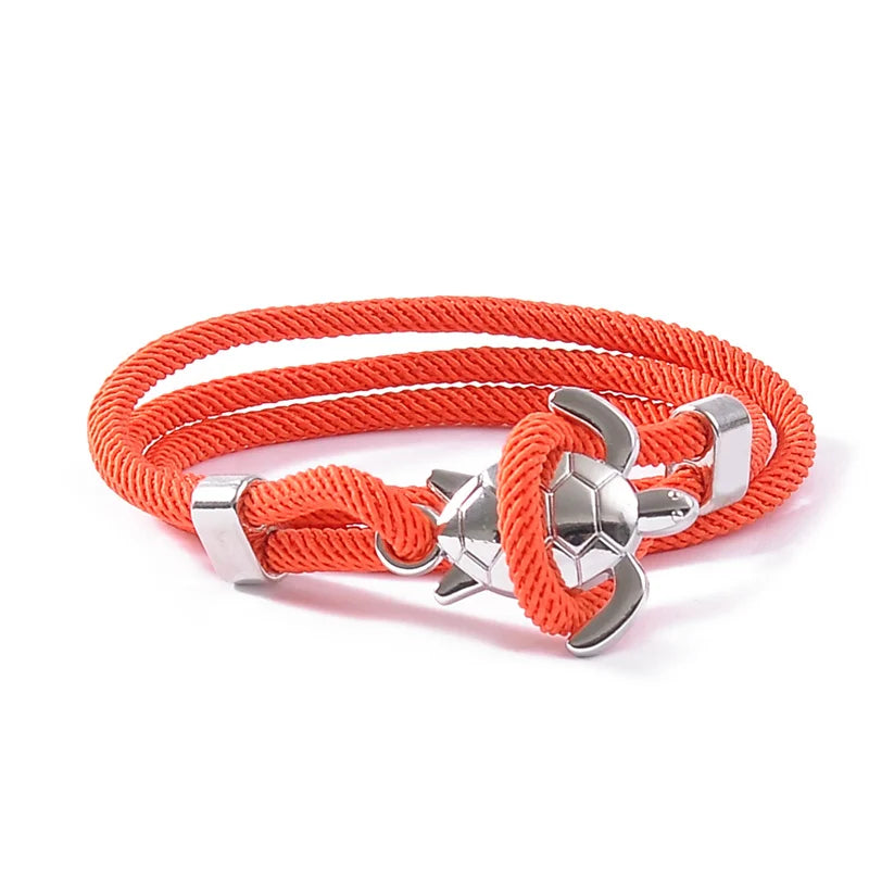 Cute Silver Color Sea Turtle Rope Bracelets For Women Men Wristband Jewelry High Quality Milan Line Pure Hand Knitting Bracelet