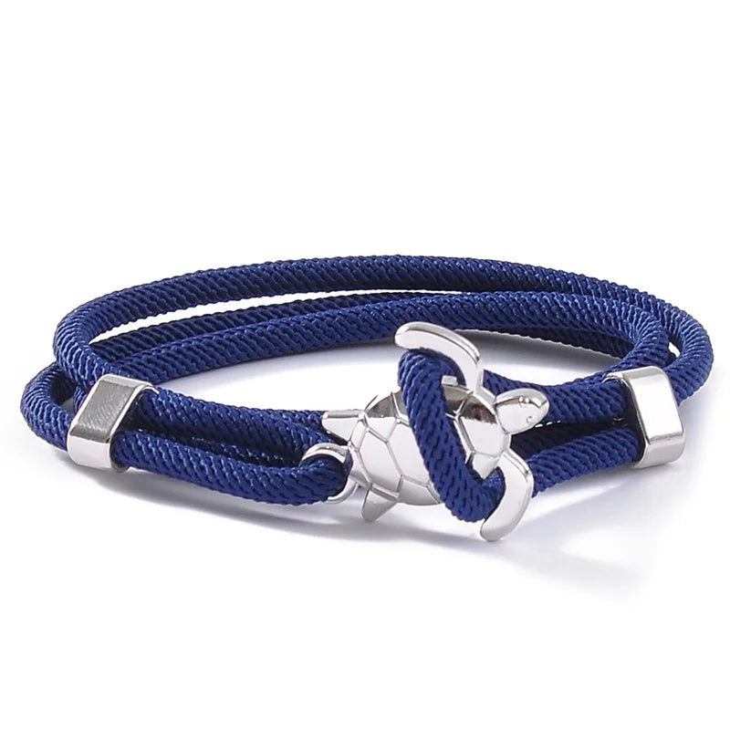Cute Silver Color Sea Turtle Rope Bracelets For Women Men Wristband Jewelry High Quality Milan Line Pure Hand Knitting Bracelet