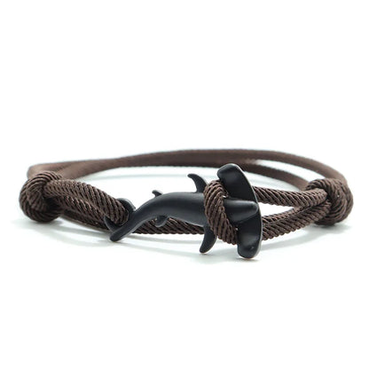 Charm Bracelet Men Women Double Layer Adjustable Ocean Shark Braslet Camping Jewelry Male Beach Accessories Gift For Him Pulsera