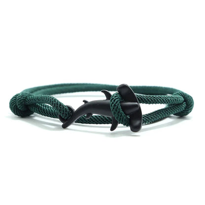 Charm Bracelet Men Women Double Layer Adjustable Ocean Shark Braslet Camping Jewelry Male Beach Accessories Gift For Him Pulsera