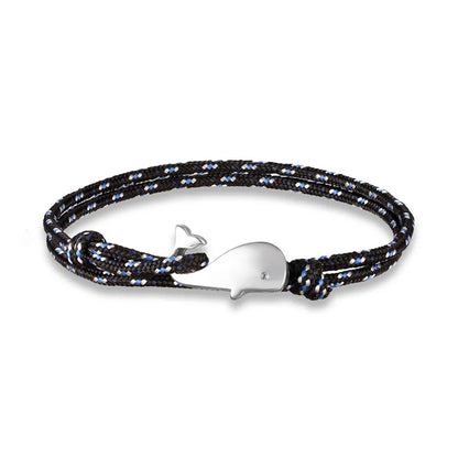 MKENDN Navy style Camping Parachute cord Whale Tail Anchor Bracelet Men Women 550 Paracord Jewelry Wrap Metal Hooks
