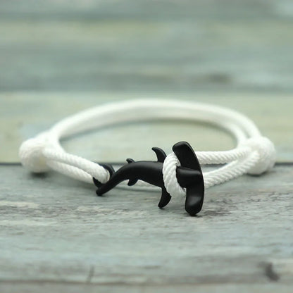 Charm Bracelet Men Women Double Layer Adjustable Ocean Shark Braslet Camping Jewelry Male Beach Accessories Gift For Him Pulsera