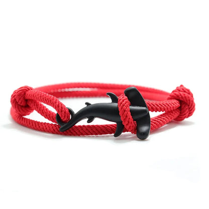 Charm Bracelet Men Women Double Layer Adjustable Ocean Shark Braslet Camping Jewelry Male Beach Accessories Gift For Him Pulsera