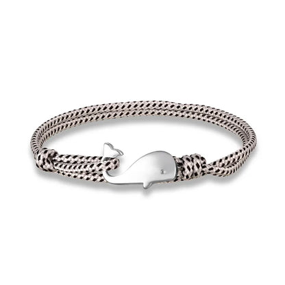 MKENDN Navy style Camping Parachute cord Whale Tail Anchor Bracelet Men Women 550 Paracord Jewelry Wrap Metal Hooks