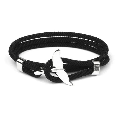 Fashion Whale Tail  Men Multilayer Charm Rope Chain Bracelet Male Women Navy Style Wrap Metal Sport Hook