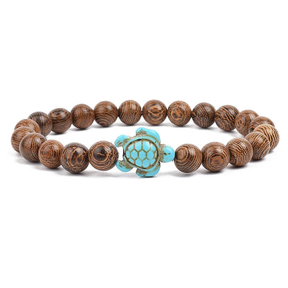 8mm Sea Turtles Beads Bracelet Turquoise Natutal Stone Elastic Stretch Bracelet Women Men Friendship Summer Beach Jewelry Gifts