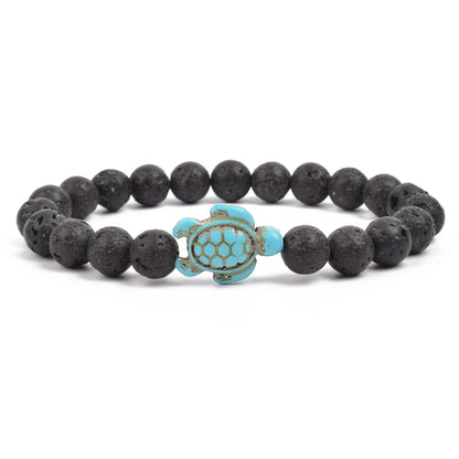 8mm Sea Turtles Beads Bracelet Turquoise Natutal Stone Elastic Stretch Bracelet Women Men Friendship Summer Beach Jewelry Gifts