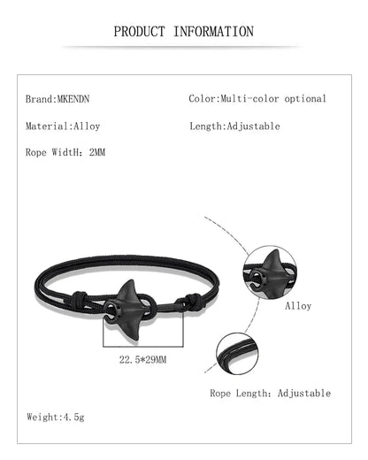 Ocean Animals Cute Manta Ray Bracelet Men Women Adjustable Paracord Rope Couple Bracelets Summer Beach Surfing Party Bangle Gift