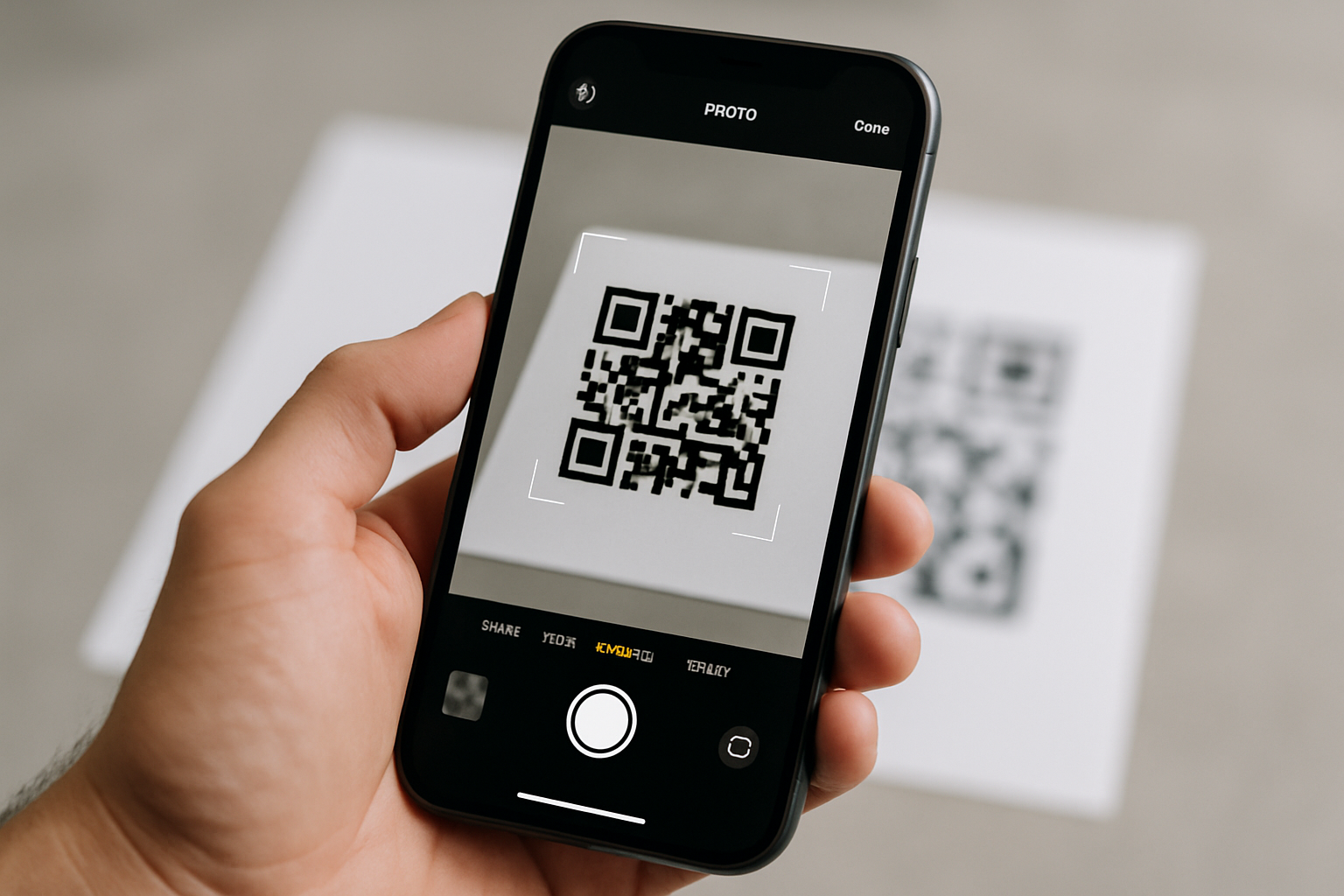 tạo cho tôi hình ảnh chiếc điện thoaij đang quét mã qr